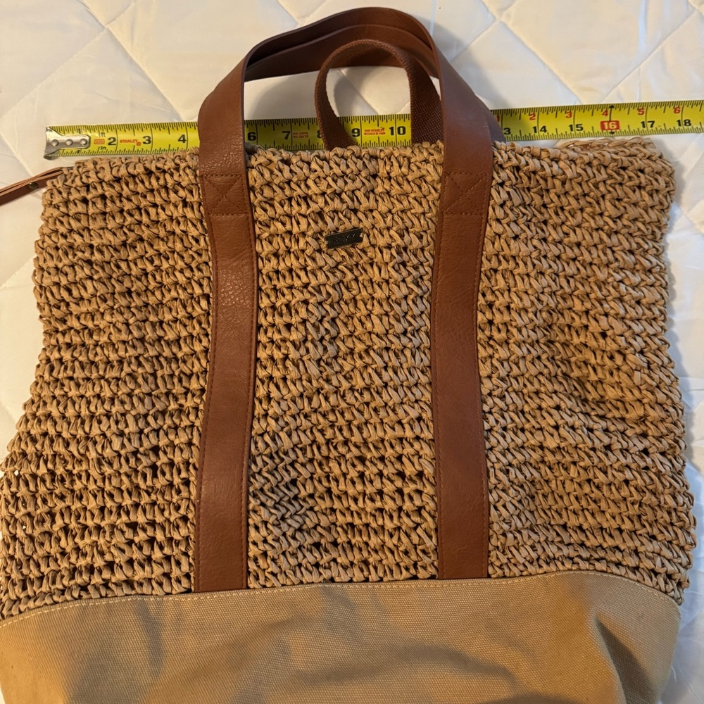 Roxy Brown Raffia Tote Backpack - image 4